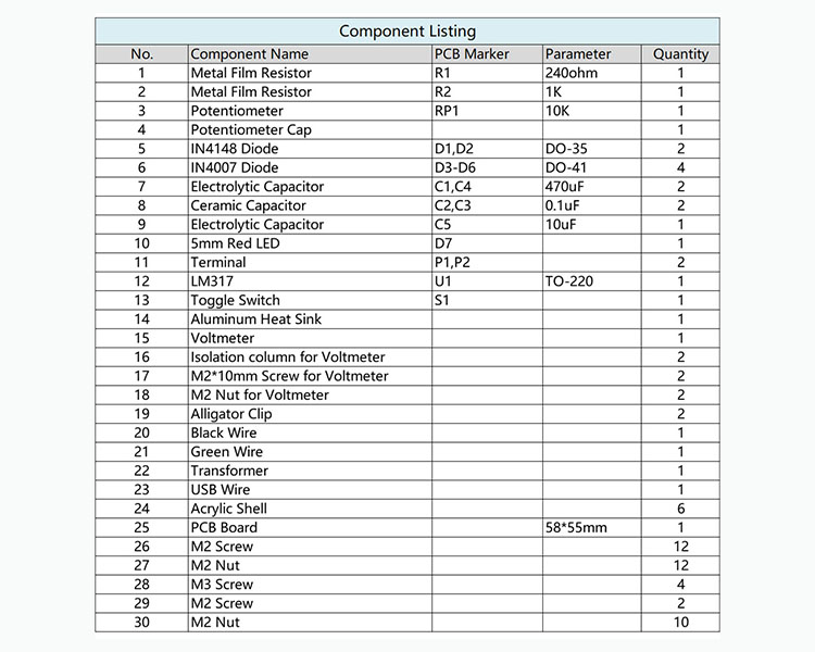 DIY Kit LM317 Adjustable Voltage Regulator With LED Meter ICStation